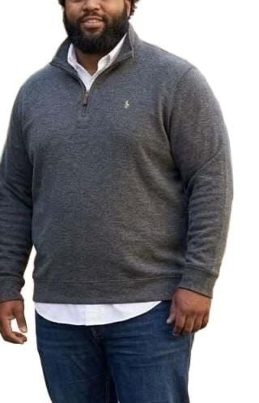 1XB / XL Polo Ralph Lauren Men's Gray Estate Rib Quarter-Zip Pullover Sweater